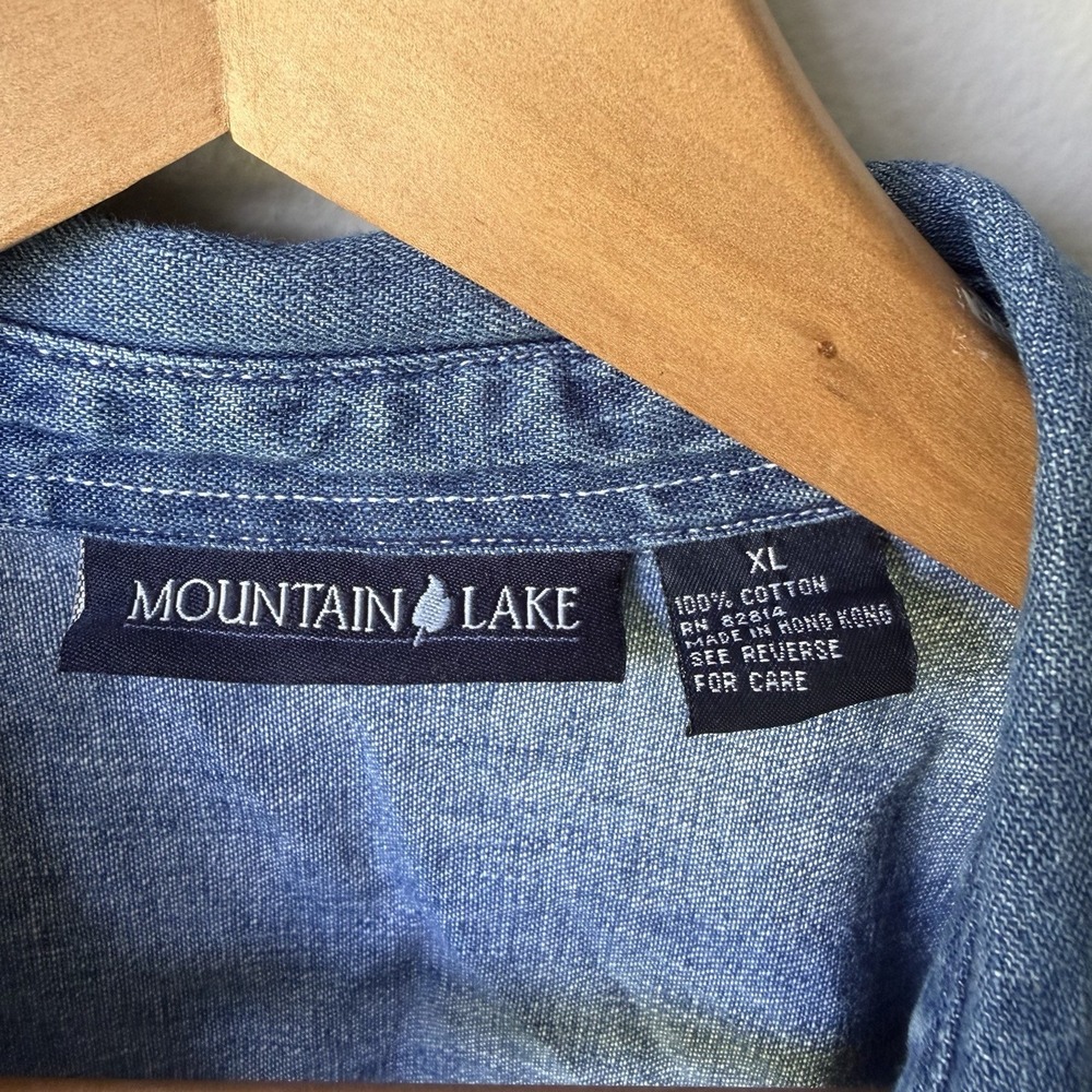 Mountain Lake Womens Denim Button Down Shirt Medium Wash 100% Cotton Size XL - Picture 2 of 10